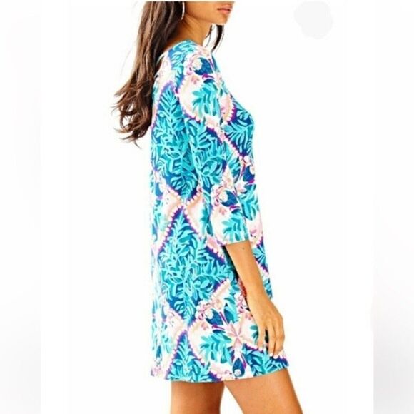Lilly Pulitzer OPHELIA SWING DRESS IN SEASIDE AQUA COCONUT COVE ENGINEERED - Picture 1 of 9